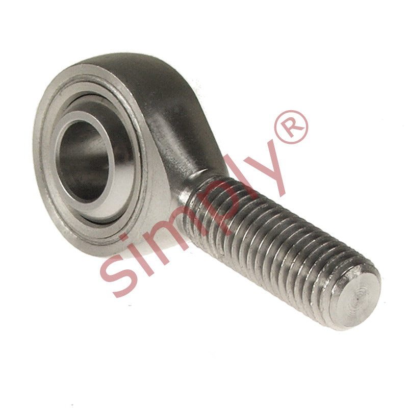 Budget SSPOS14/F1L Left Hand Stainless Steel / PTFE Lined Plain Male Rod End 14mm Bore M14x1.5 Thread