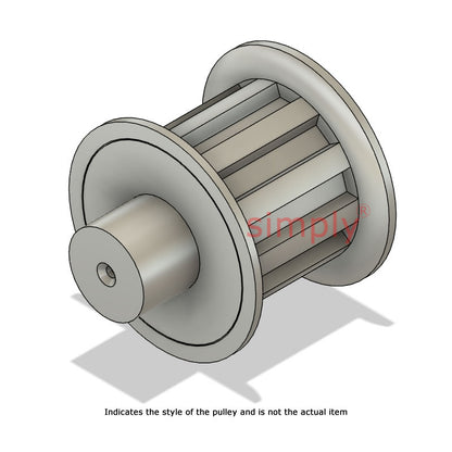 Aluminium Centre Drilled AT5 Timing Pulley with Flanges 5mm Pitch 12 Tooth for 25mm Wide Belts - Overall Width 36mm