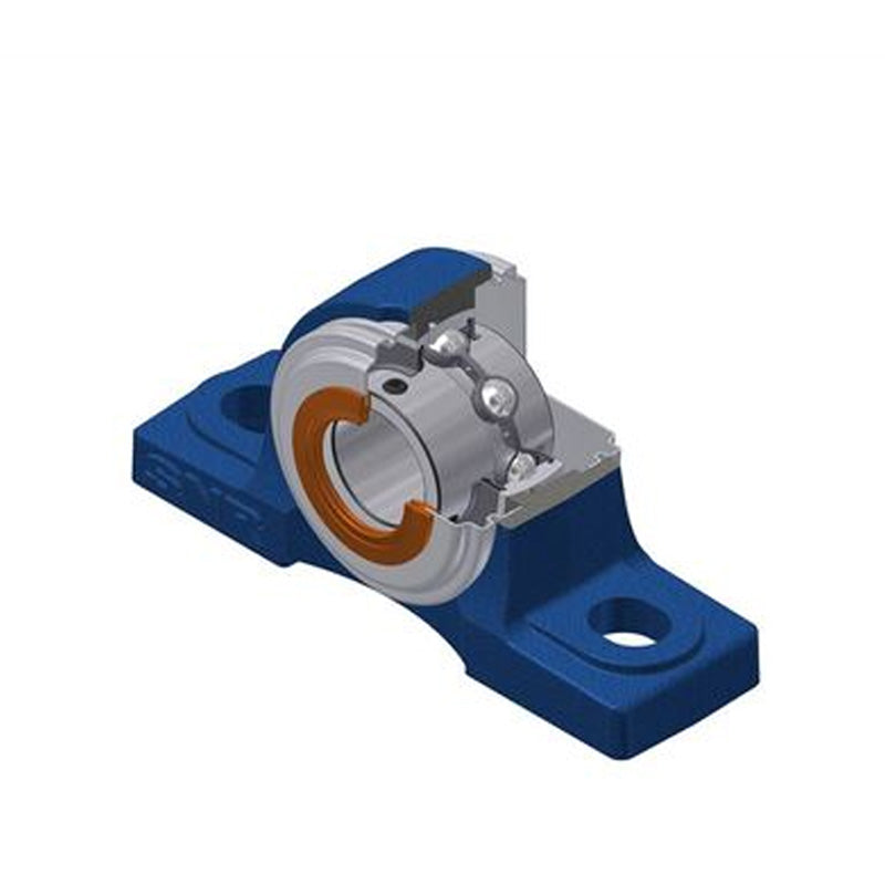 SNR UCP209CC Metric Cast Iron Two Bolt Pillow / Plummer Block Housing 45mm Bore Insert with Steel Plate Cover - Closed Version - Allow 2-3 Days