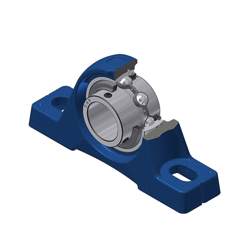 SNR UCPE206L3 Metric Cast Iron Two Bolt Pillow / Plummer Block Housing with 30mm Bore Insert with Triple Lip Seal - Allow 2-3 Days