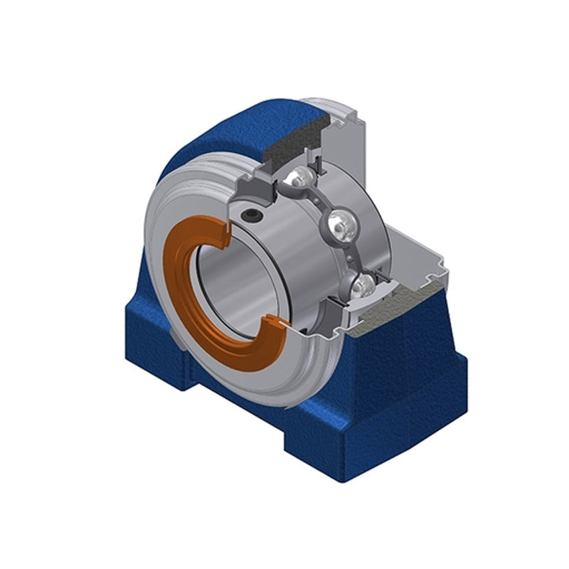SNR UKPG206HCO Metric Cast Iron Two Bolt Pillow / Plummer Block Housing with Narrow Steel Plate Cover - Open Version - Insert and Adaptor Sleeve Fits 25mm Shaft - Allow 2-3 Days