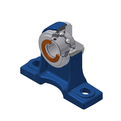 SNR UKP205HCO Metric Cast Iron Two Bolt Pillow / Plummer Block Housing with Narrow Steel Plate Cover - Open Version - Insert and Adaptor Sleeve Fits 20mm Shaft - Allow 2-3 Days