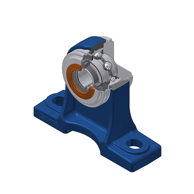 SNR UKPH209HCO Metric Cast Iron High Centre Height Two Bolt Pillow / Plummer Block Housing with Narrow Steel Plate Cover - Open Version - Insert and Adaptor Sleeve Fits 40mm Shaft - Allow 2-3 Days
