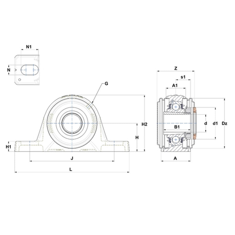 SNR UKPLE210HCO Metric Cast Iron Two Bolt Pillow / Plummer Block Housing with Narrow Steel Plate Cover - Open Version - Insert and Adaptor Sleeve Fits 45mm Shaft - Allow 2-3 Days