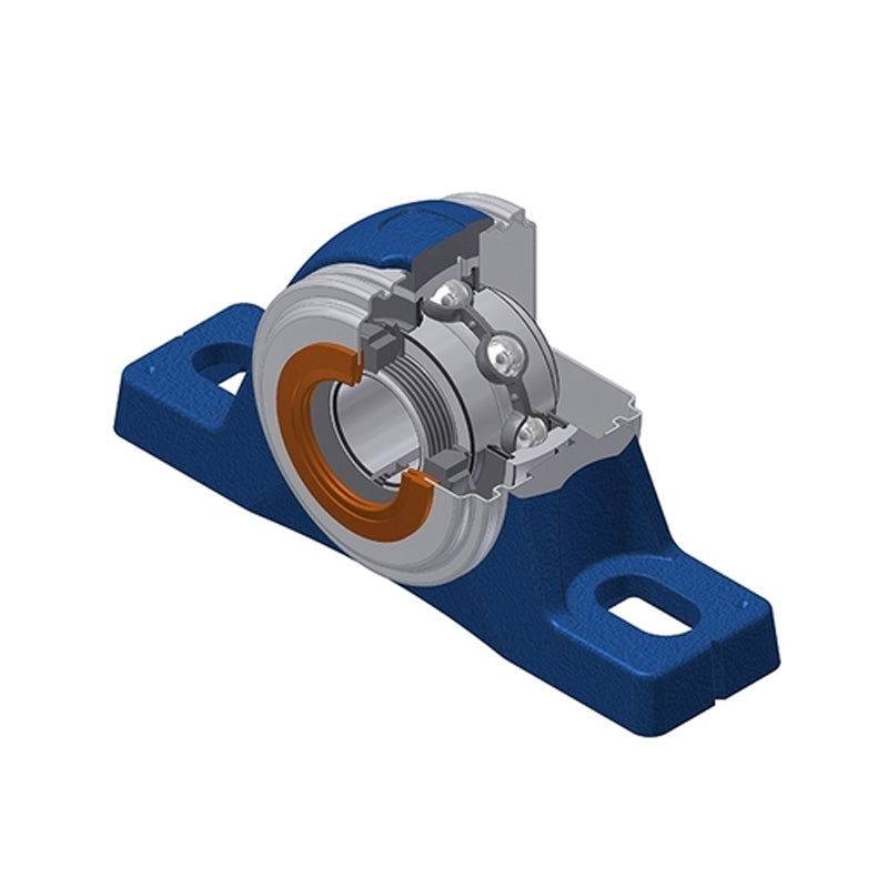 SNR UKPLE205HCO Metric Cast Iron Two Bolt Pillow / Plummer Block Housing with Narrow Steel Plate Cover - Open Version - Insert and Adaptor Sleeve Fits 20mm Shaft - Allow 2-3 Days