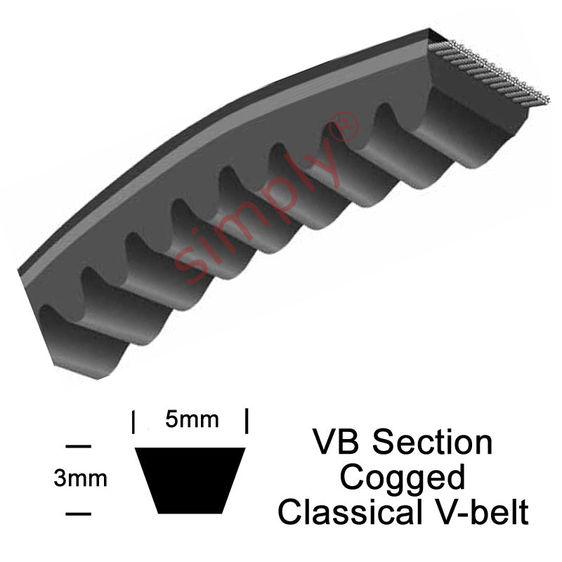 Optibelt VB-5x530-Li Cogged Classical 5mm Wide 3mm Deep V-Belt