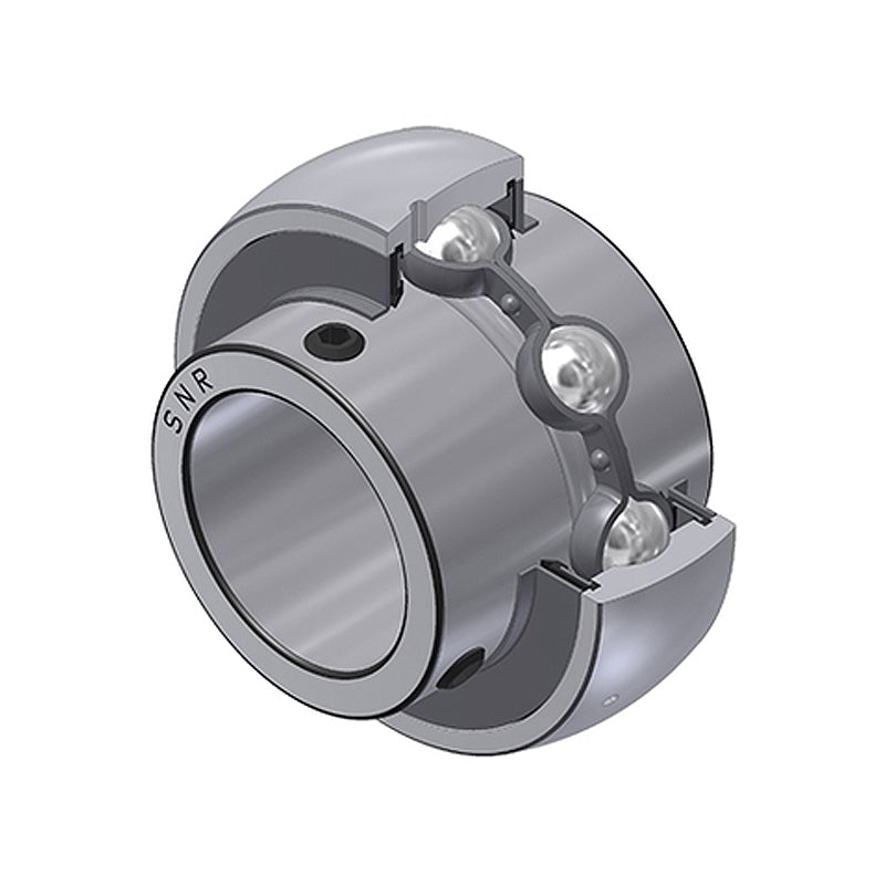 SNR ZUC208FG Metric Full Width Spherical Outer Food Safe Bearing Insert 40mm Bore 80mm Outside Diameter with Grub Screws - Allow 2-3 Days